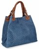 Stylowa Torebka Skórzana Shopper Bag Jeansowa